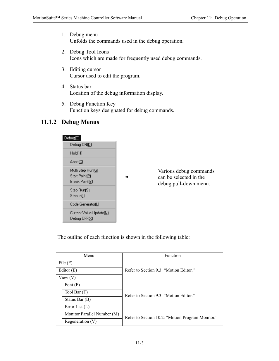 2 debug menus | Yaskawa MotionSuite Series Machine Controller Software Manual User Manual | Page 401 / 461
