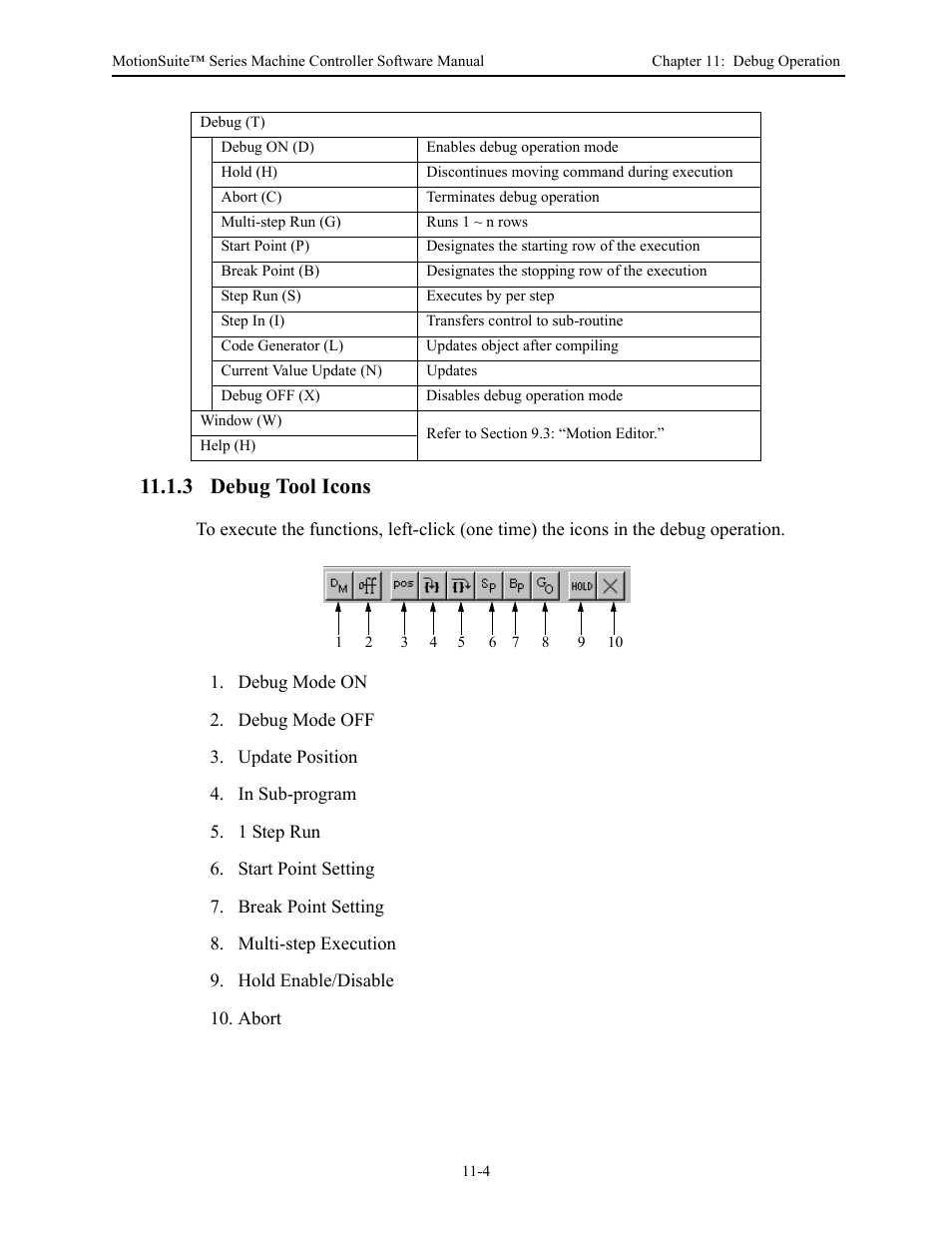 3 debug tool icons | Yaskawa MotionSuite Series Machine Controller Software Manual User Manual | Page 402 / 461
