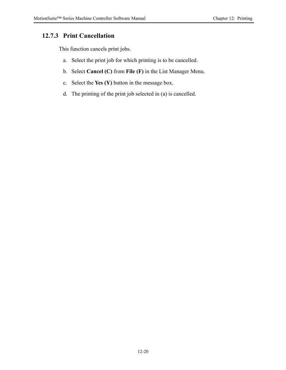 3 print cancellation | Yaskawa MotionSuite Series Machine Controller Software Manual User Manual | Page 440 / 461