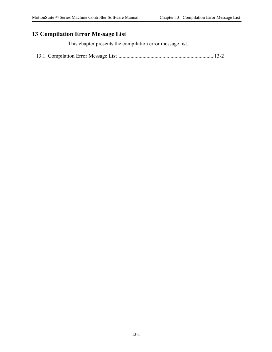 13 compilation error message list | Yaskawa MotionSuite Series Machine Controller Software Manual User Manual | Page 450 / 461