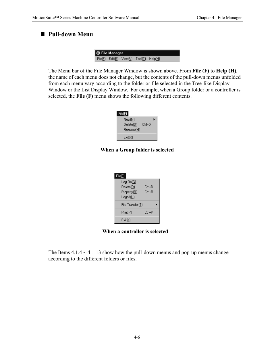 Pull-down menu | Yaskawa MotionSuite Series Machine Controller Software Manual User Manual | Page 63 / 461