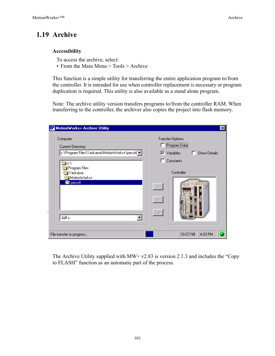 19 archive | Yaskawa MotionWorks+ Windows Software User Manual | Page 107 / 235