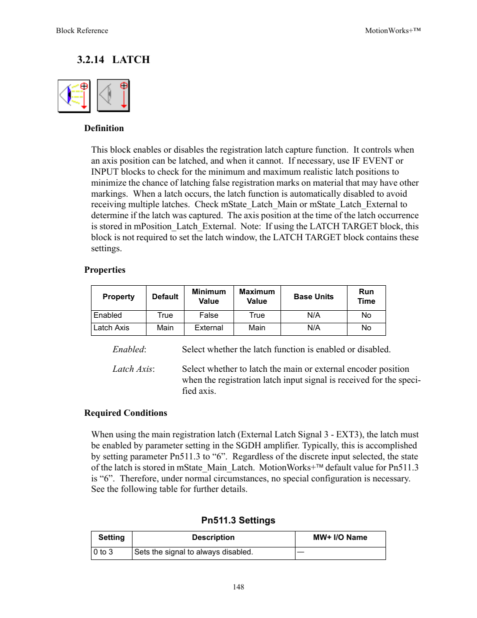 14 latch | Yaskawa MotionWorks+ Windows Software User Manual | Page 154 / 235