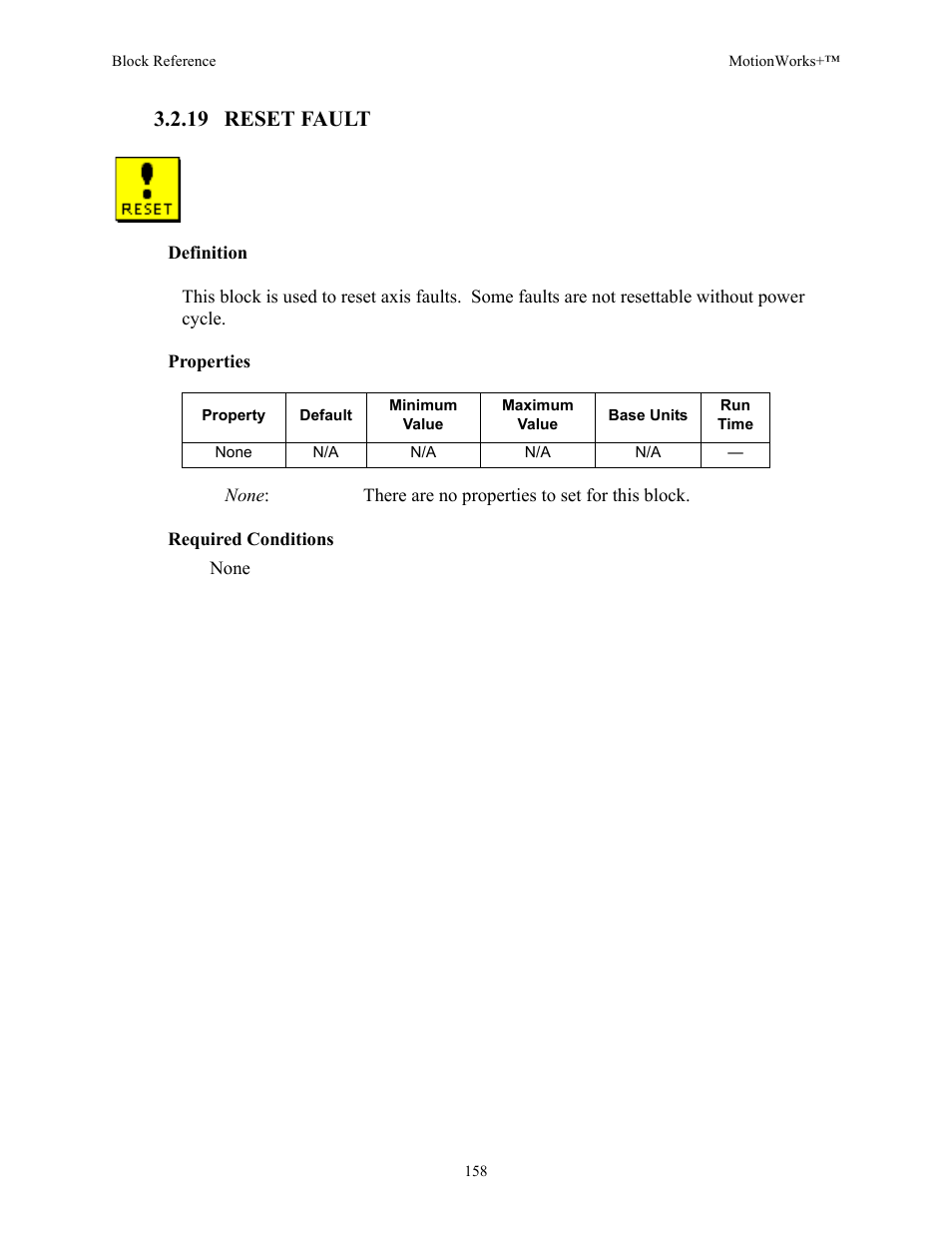 19 reset fault | Yaskawa MotionWorks+ Windows Software User Manual | Page 164 / 235