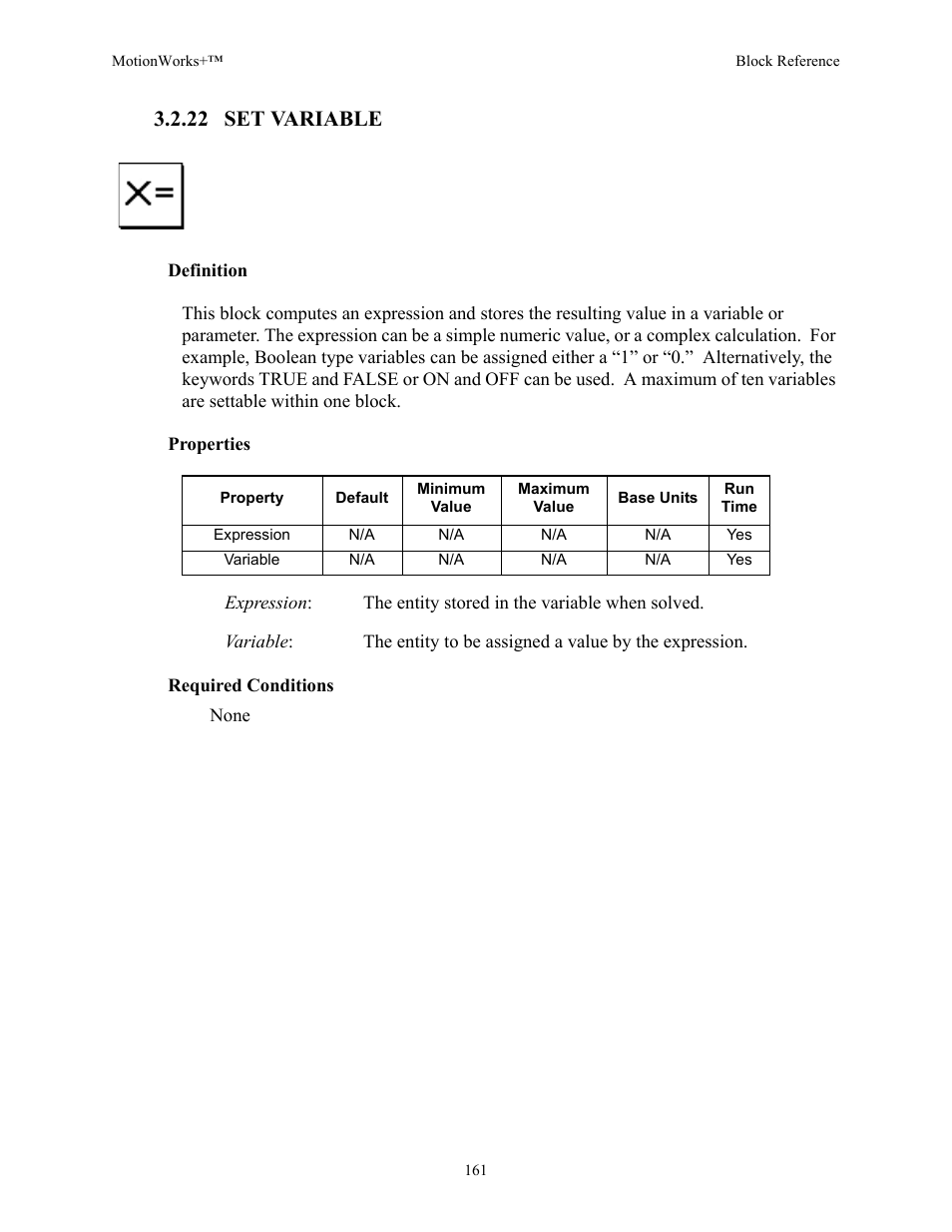 22 set variable | Yaskawa MotionWorks+ Windows Software User Manual | Page 167 / 235