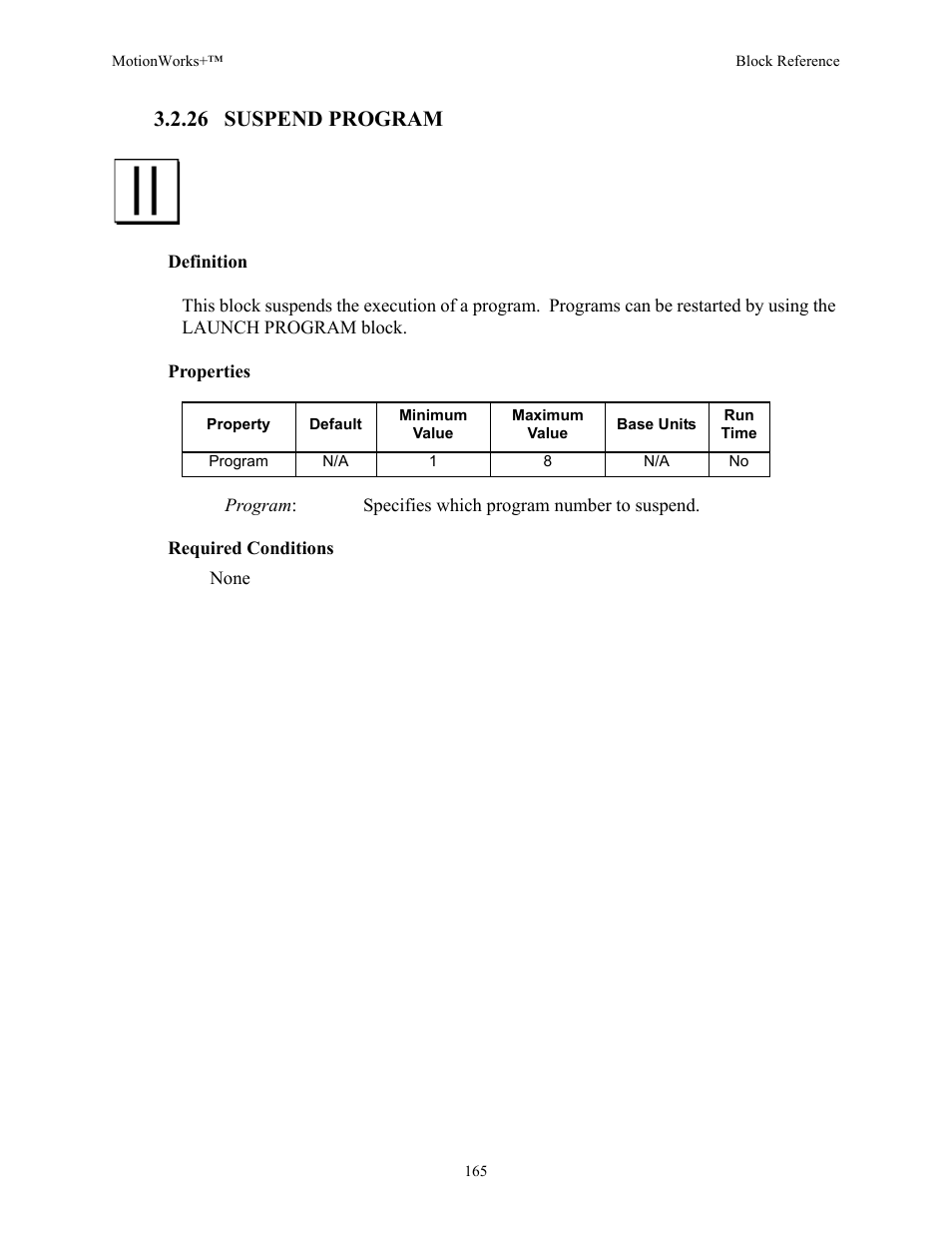 26 suspend program | Yaskawa MotionWorks+ Windows Software User Manual | Page 171 / 235