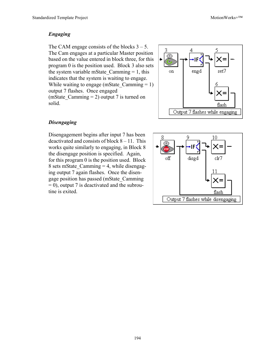 Engaging, Disengaging | Yaskawa MotionWorks+ Windows Software User Manual | Page 200 / 235