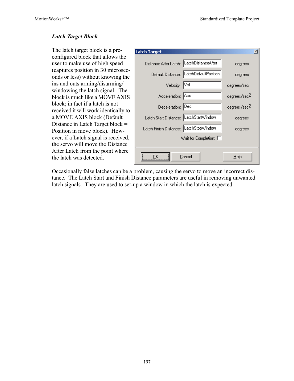 Latch target block | Yaskawa MotionWorks+ Windows Software User Manual | Page 203 / 235