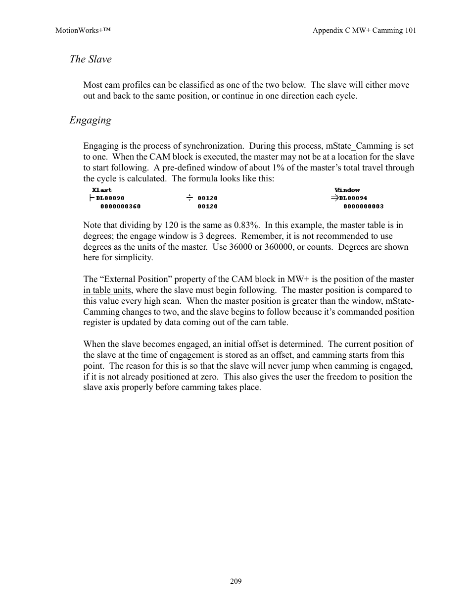 The slave, Engaging | Yaskawa MotionWorks+ Windows Software User Manual | Page 215 / 235