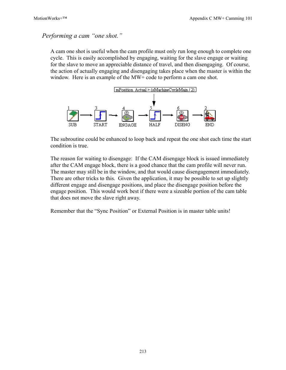 Performing a cam “one shot | Yaskawa MotionWorks+ Windows Software User Manual | Page 219 / 235