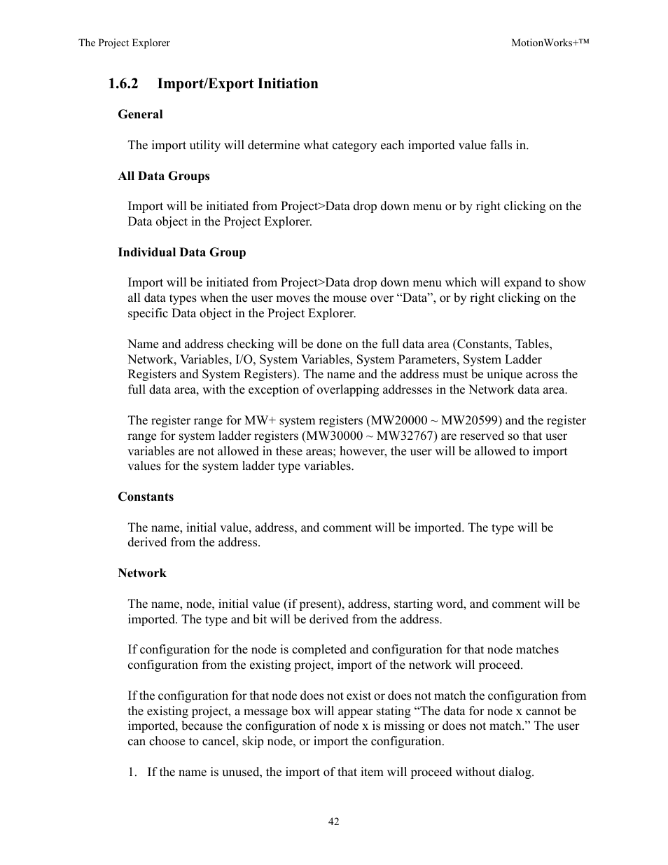 2 import/export initiation | Yaskawa MotionWorks+ Windows Software User Manual | Page 48 / 235