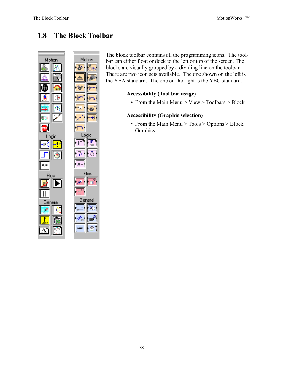 8 the block toolbar | Yaskawa MotionWorks+ Windows Software User Manual | Page 64 / 235