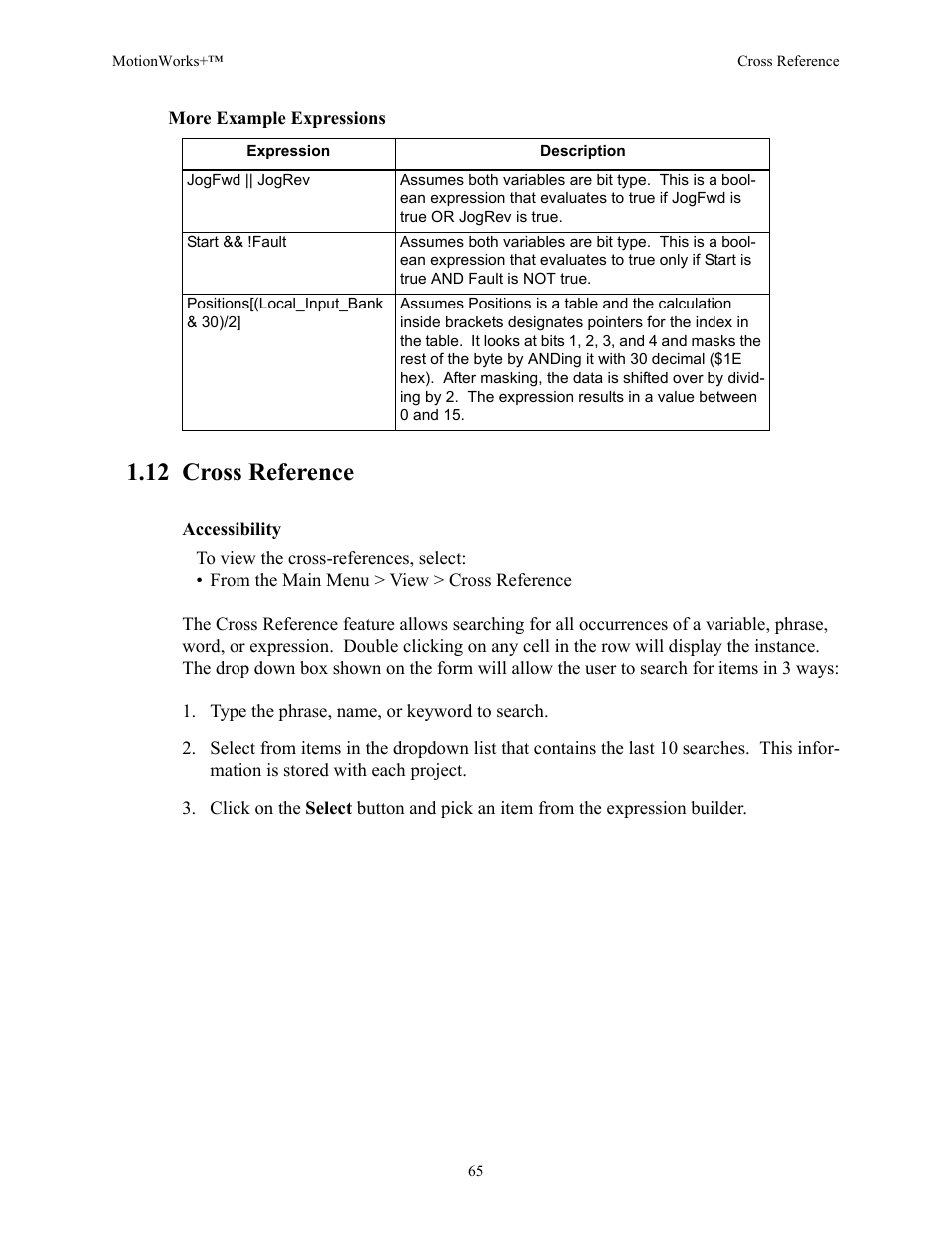 12 cross reference | Yaskawa MotionWorks+ Windows Software User Manual | Page 71 / 235