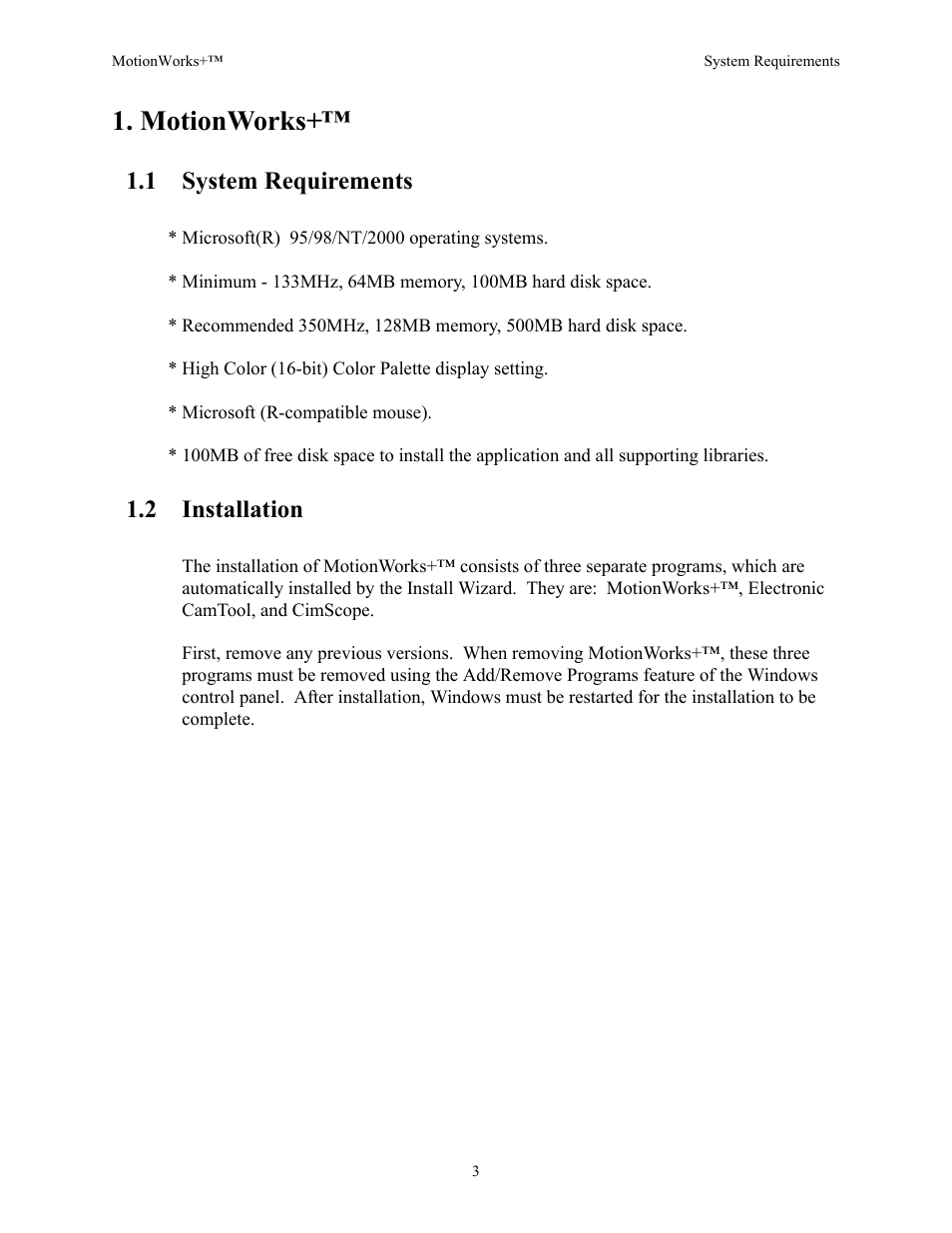 Motionworks, 1 system requirements, 2 installation | Yaskawa MotionWorks+ Windows Software User Manual | Page 9 / 235