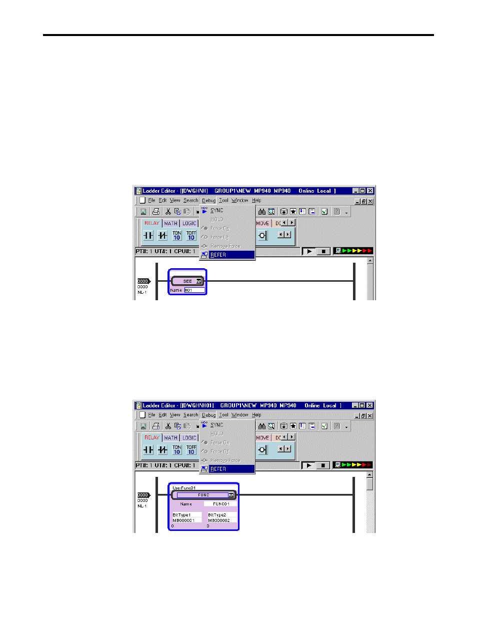 5 refer, 1 refer on the see instruction, 2 refer on the func instruction | Yaskawa Ladder Works Operation Manual User Manual | Page 147 / 183