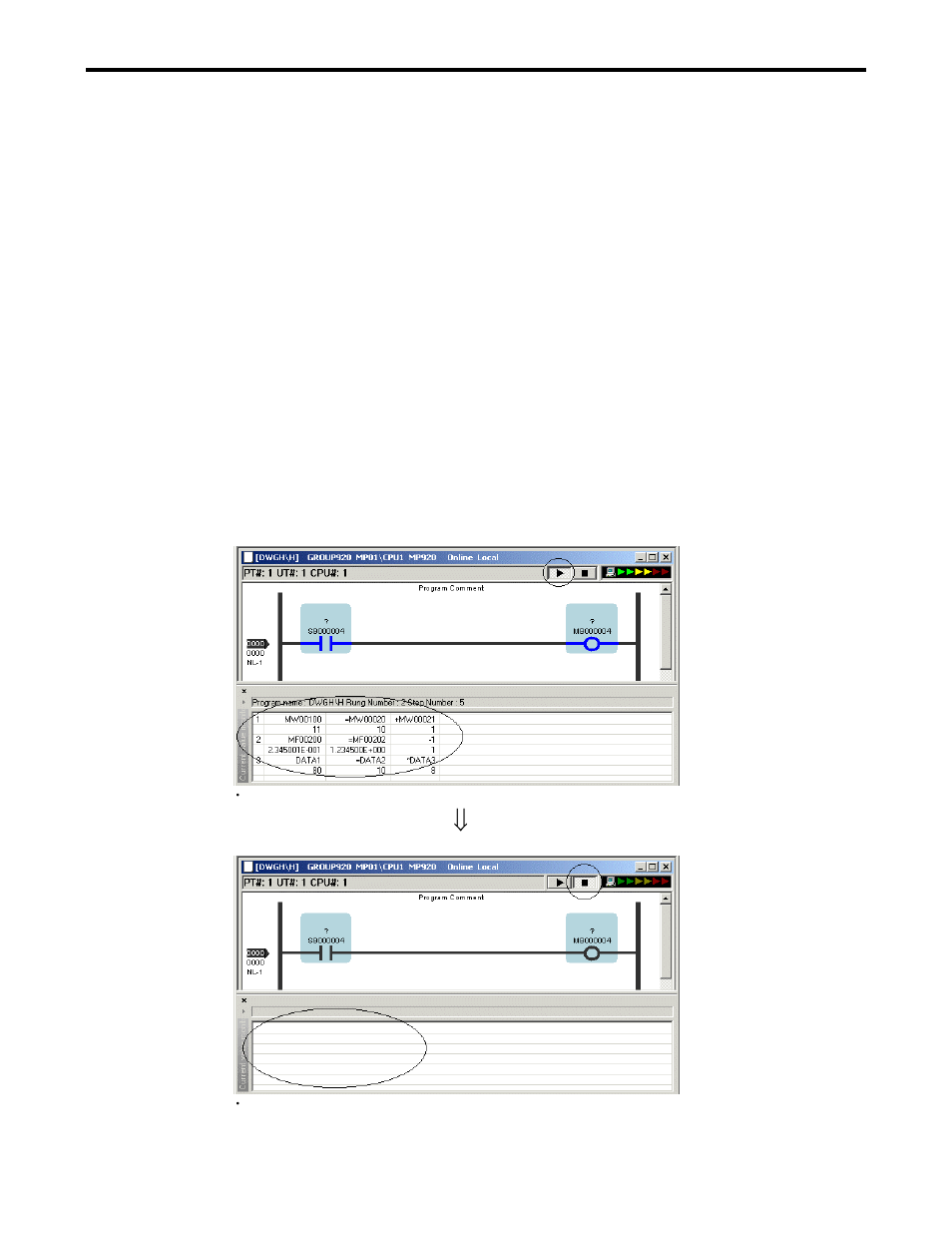 2 start and stop current value monitor | Yaskawa Ladder Works Operation Manual User Manual | Page 157 / 183