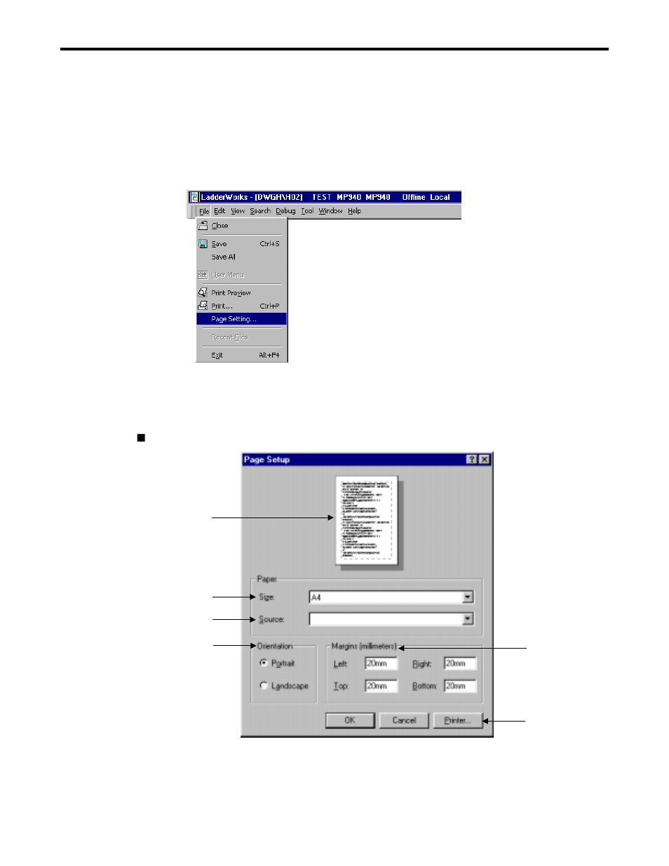 3 page setup | Yaskawa Ladder Works Operation Manual User Manual | Page 165 / 183