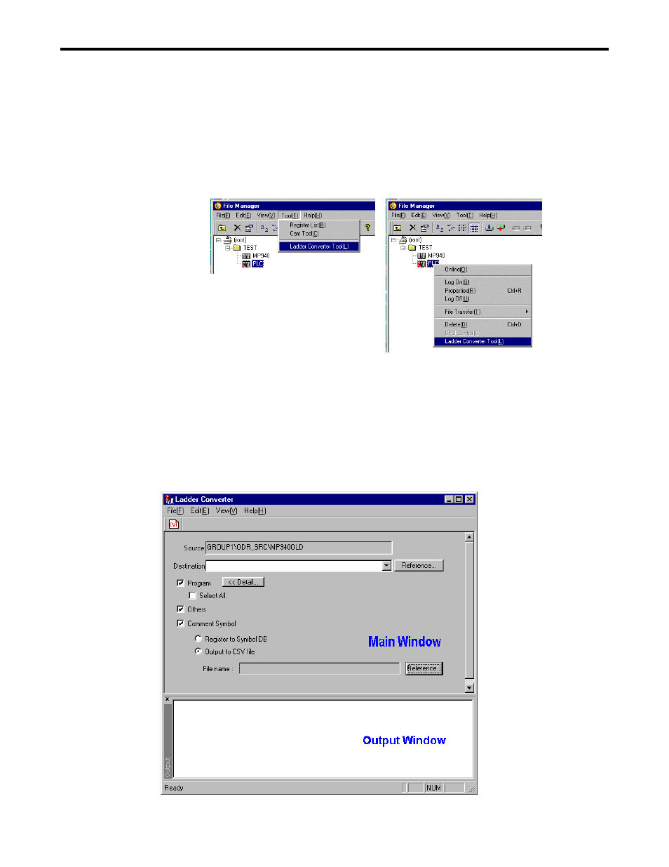 1 start ladder conversion tool, 2 ladder conversion tool | Yaskawa Ladder Works Operation Manual User Manual | Page 168 / 183