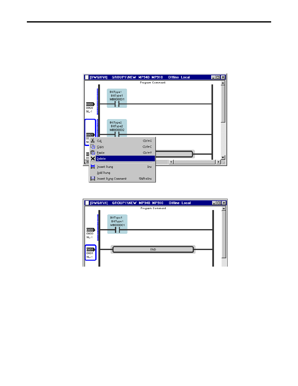 2 delete rung | Yaskawa Ladder Works Operation Manual User Manual | Page 38 / 183