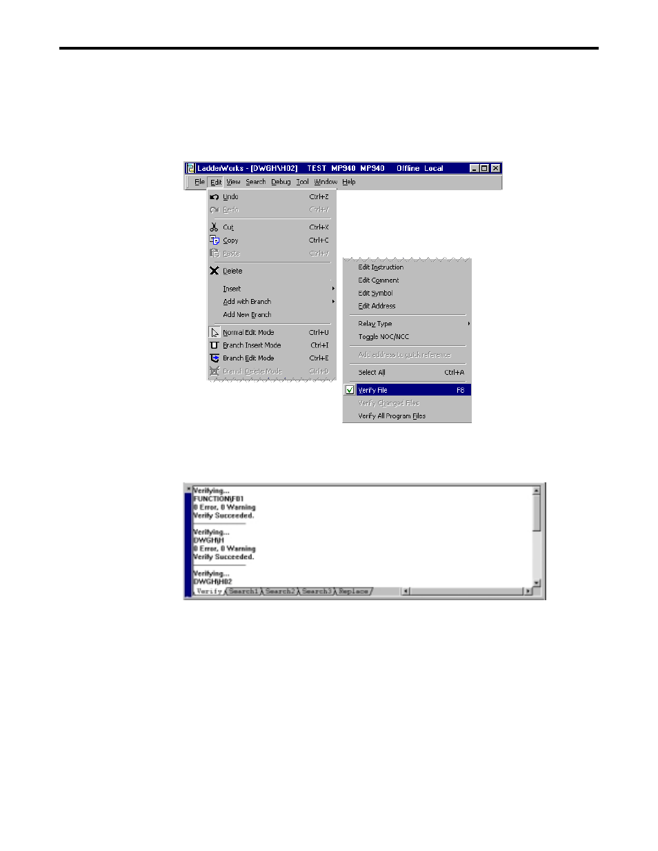 2 verify all program | Yaskawa Ladder Works Operation Manual User Manual | Page 70 / 183