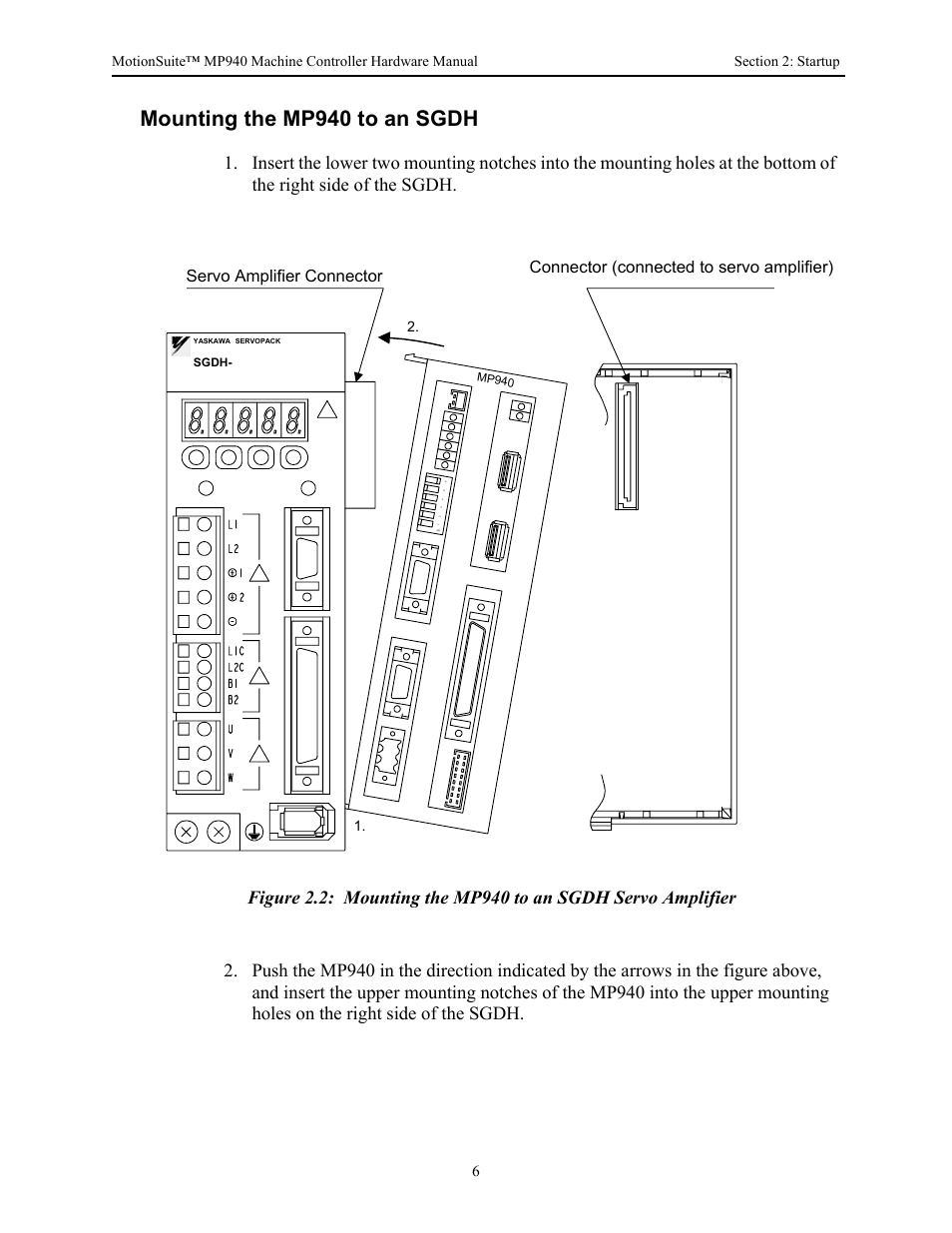 Mounting the mp940 to an sgdh | Yaskawa MP940 Hardware Manual User Manual | Page 9 / 72