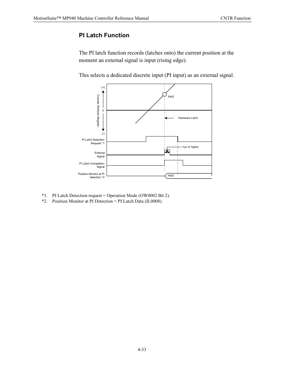 Pi latch function | Yaskawa MP940 Reference Manual User Manual | Page 124 / 525