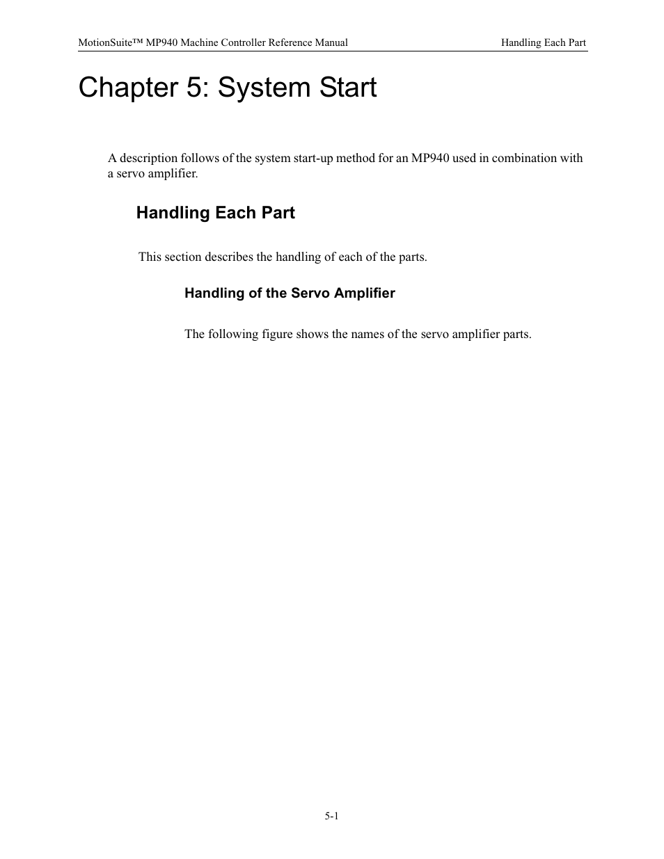 Chapter 5: system start, Handling each part, Handling of the servo amplifier | Yaskawa MP940 Reference Manual User Manual | Page 143 / 525