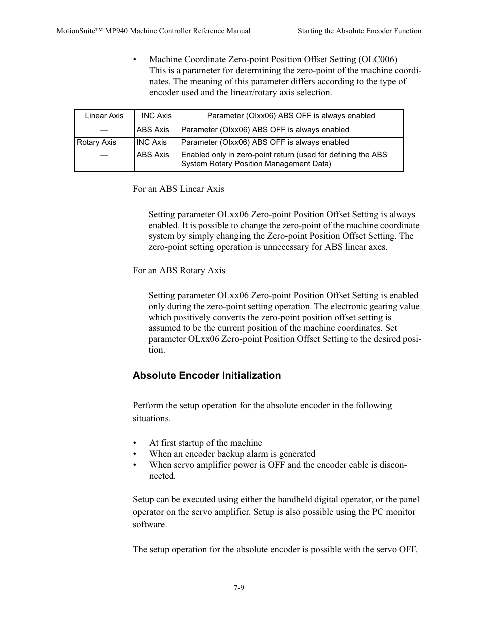 Absolute encoder initialization | Yaskawa MP940 Reference Manual User Manual | Page 303 / 525