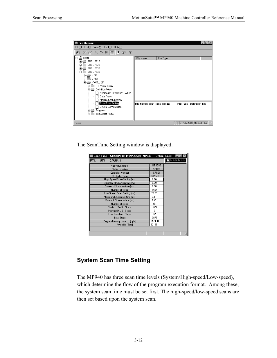 System scan time setting | Yaskawa MP940 Reference Manual User Manual | Page 54 / 525