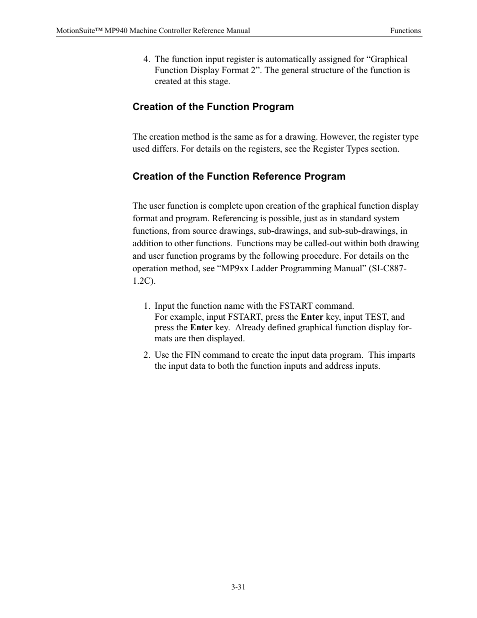 Creation of the function program, Creation of the function reference program | Yaskawa MP940 Reference Manual User Manual | Page 73 / 525