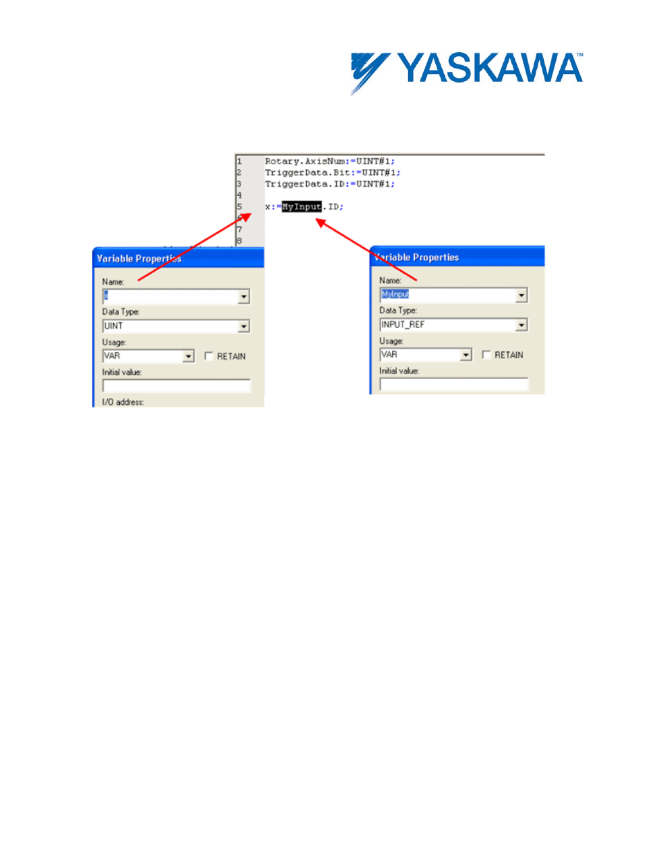 Code example | Yaskawa MotionWorks IEC User Manual | Page 43 / 396