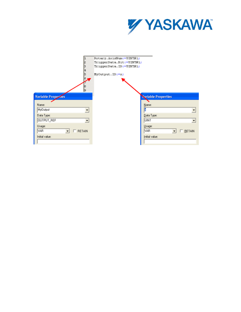 Code example | Yaskawa MotionWorks IEC User Manual | Page 45 / 396