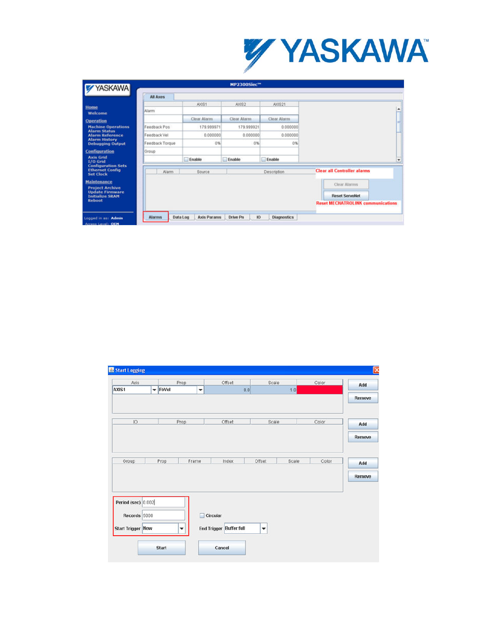 Data logs | Yaskawa MotionWorks IEC Hardware User Manual | Page 108 / 165