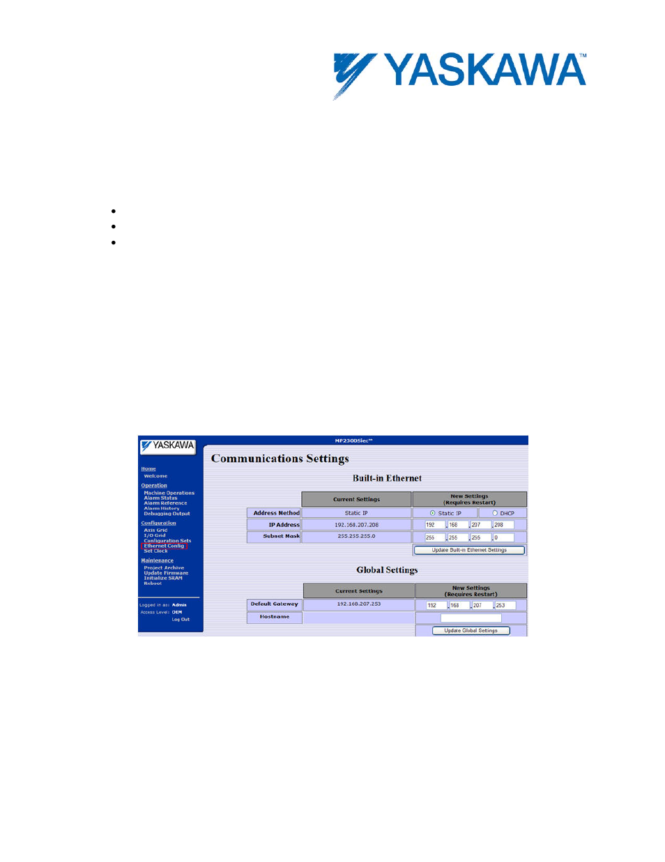 Ethernet configuration | Yaskawa MotionWorks IEC Hardware User Manual | Page 115 / 165