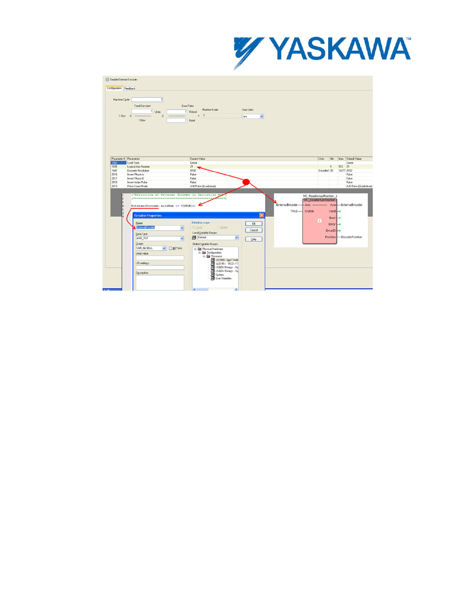 Steps to configure an external encoder | Yaskawa MotionWorks IEC Hardware User Manual | Page 83 / 165