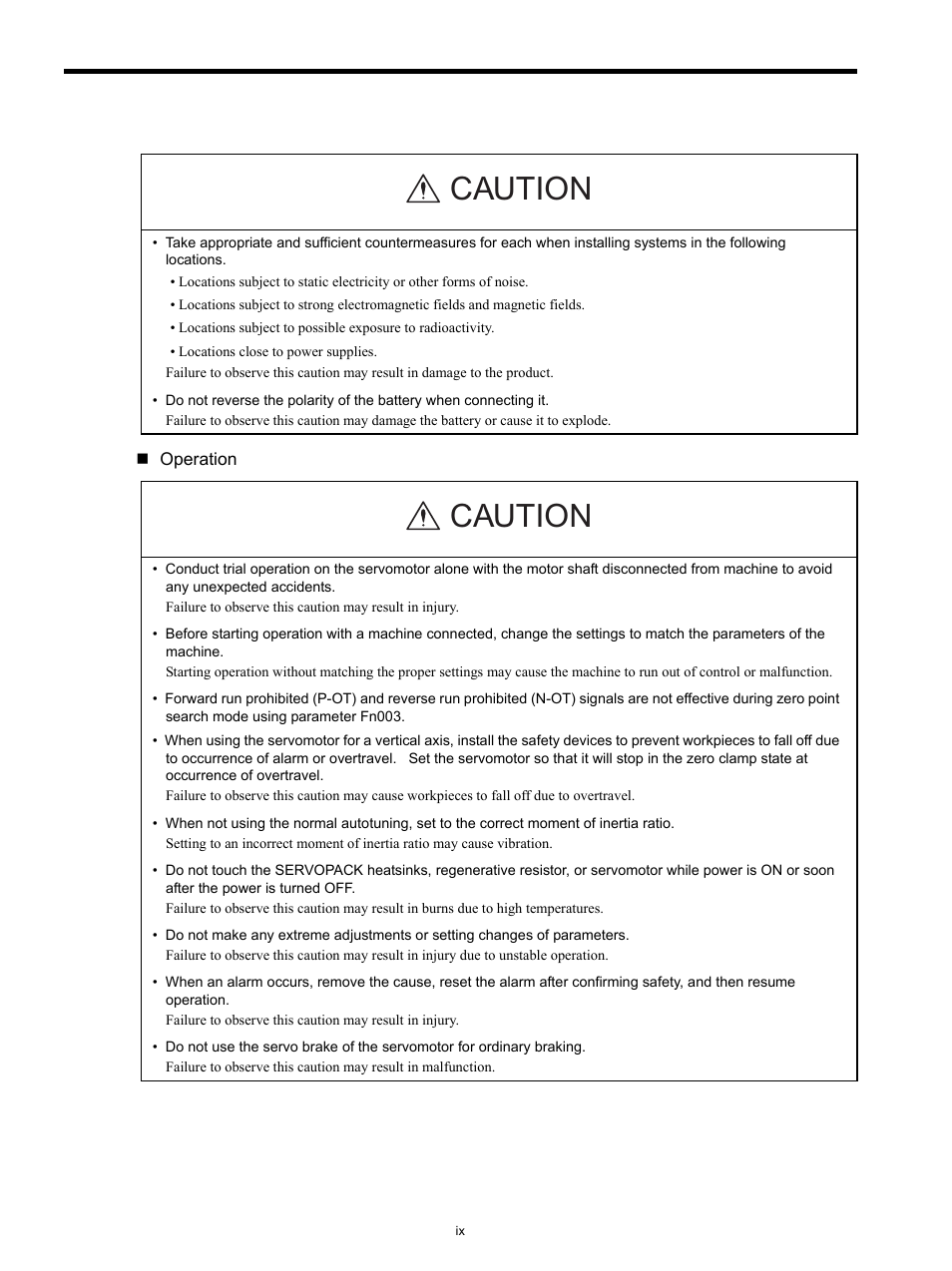 Caution | Yaskawa SGDS Sigma III Servo Amplifier User Manual | Page 10 / 374
