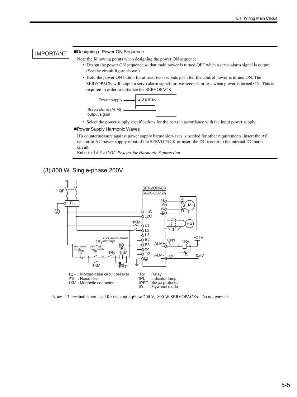 3) 800 w, single-phase 200v, Important | Yaskawa SGDS Sigma III Servo Amplifier User Manual | Page 108 / 374