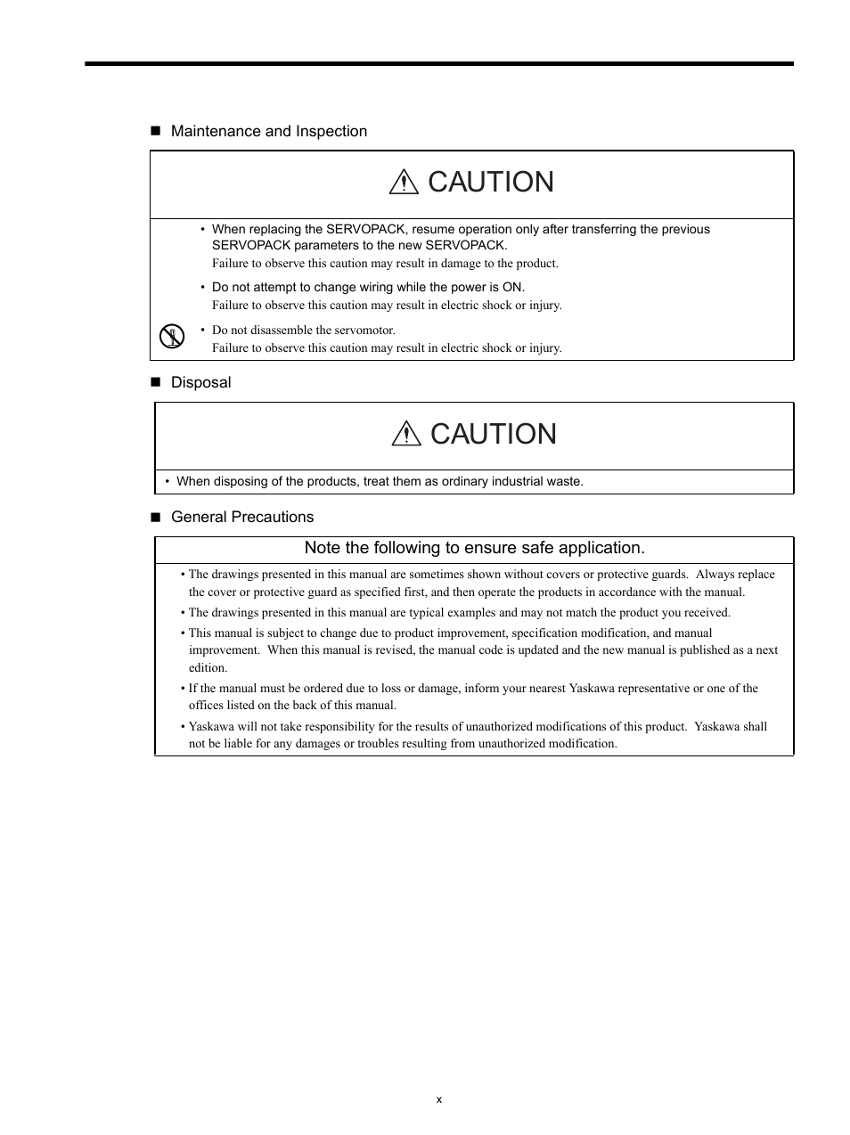 Caution | Yaskawa SGDS Sigma III Servo Amplifier User Manual | Page 11 / 374