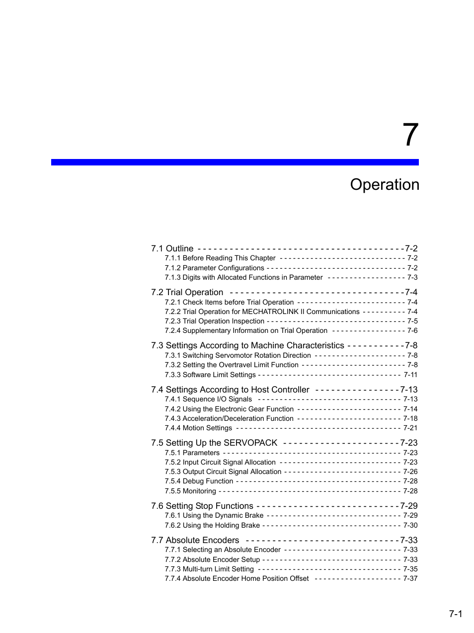 7 operation, Operation | Yaskawa SGDS Sigma III Servo Amplifier User Manual | Page 190 / 374