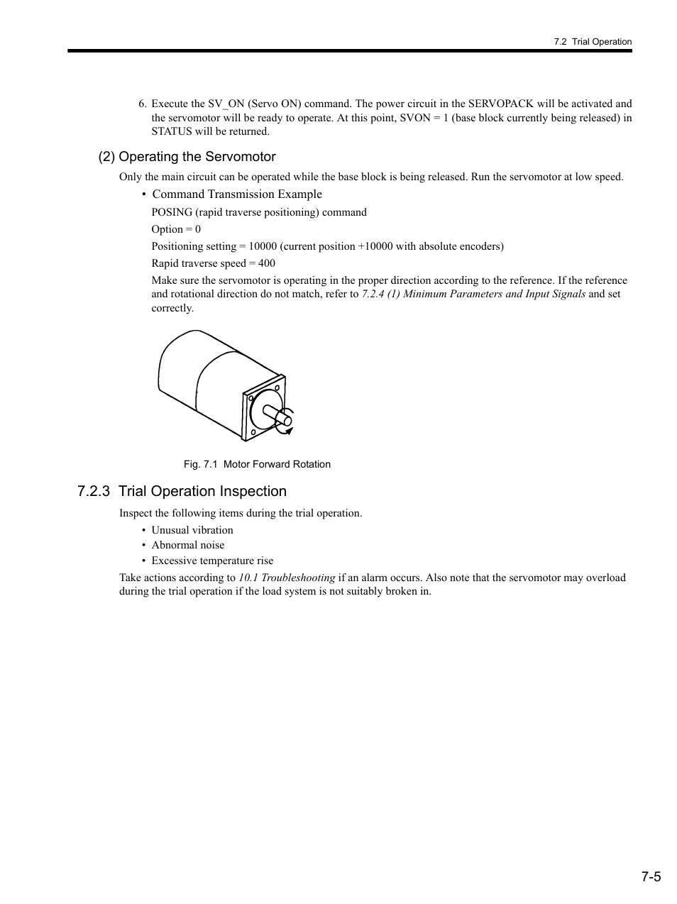 2) operating the servomotor, 3 trial operation inspection, 3 trial operation inspection -5 | Yaskawa SGDS Sigma III Servo Amplifier User Manual | Page 194 / 374