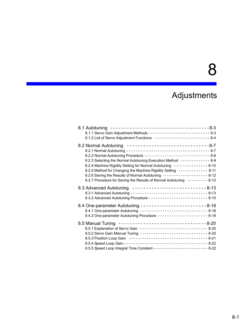 8 adjustments, Adjustments | Yaskawa SGDS Sigma III Servo Amplifier User Manual | Page 228 / 374