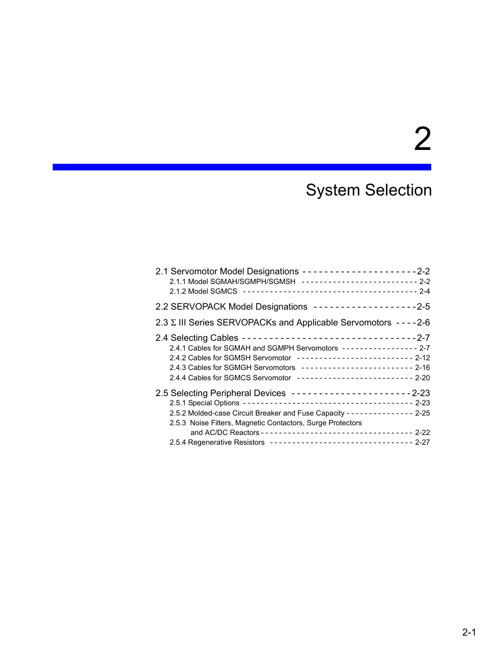 2 system selection, System selection | Yaskawa SGDS Sigma III Servo Amplifier User Manual | Page 30 / 374