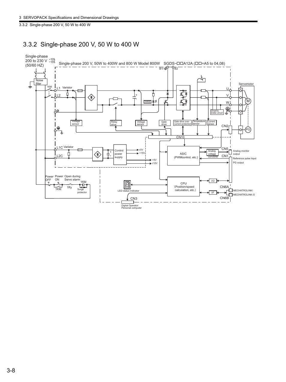 2 single-phase 200 v, 50 w to 400 w, 2 singl, 2 single-phase 200 v, 50 w to 400 w -8 | Yaskawa SGDS Sigma III Servo Amplifier User Manual | Page 65 / 374