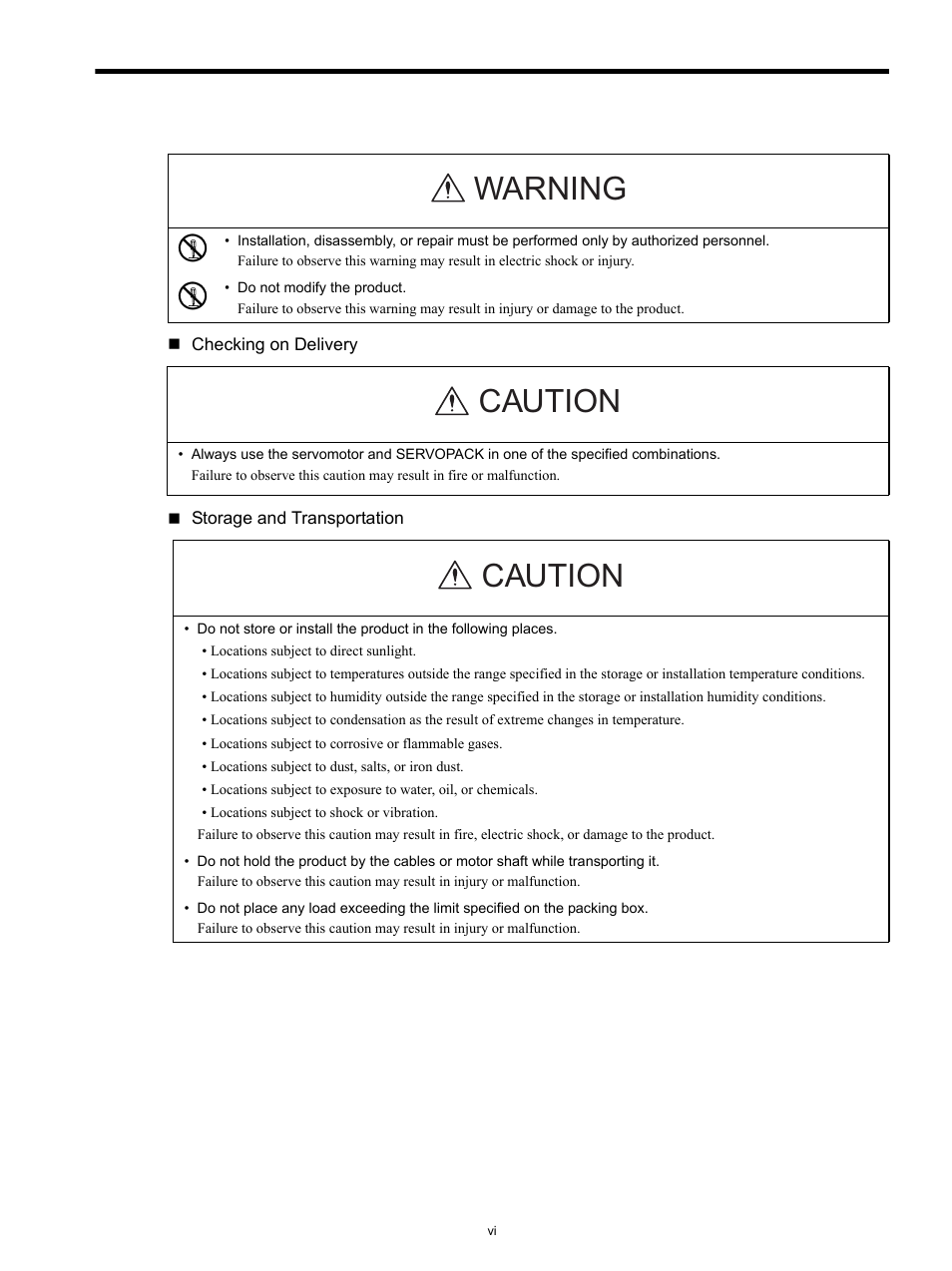 Warning caution caution | Yaskawa SGDS Sigma III Servo Amplifier User Manual | Page 7 / 374