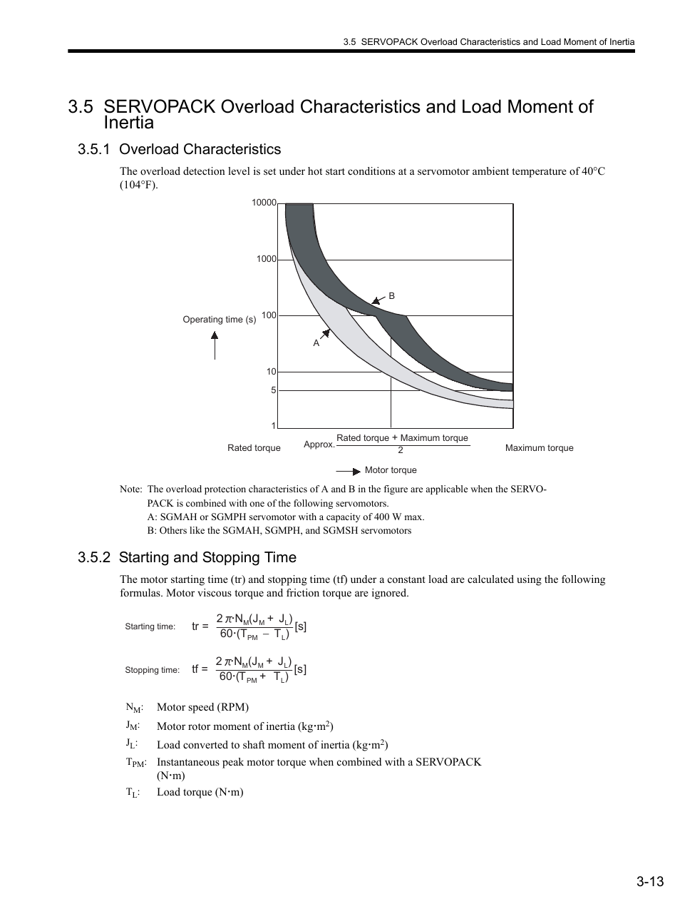 1 overload characteristics, 2 starting and stopping time, 5 ser | Yaskawa SGDS Sigma III Servo Amplifier User Manual | Page 70 / 374