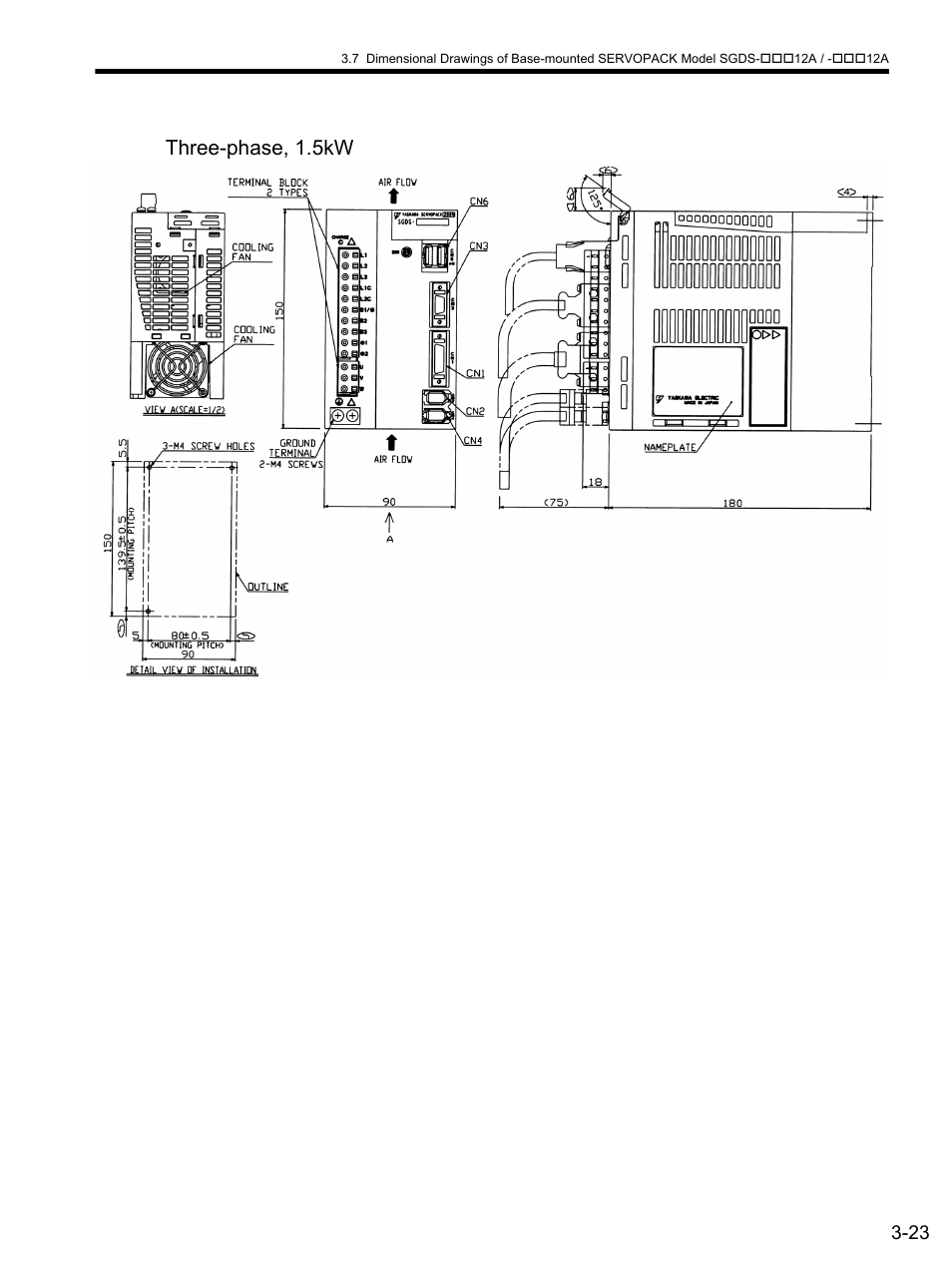 Three-phase, 1.5kw | Yaskawa SGDS Sigma III Servo Amplifier User Manual | Page 80 / 374