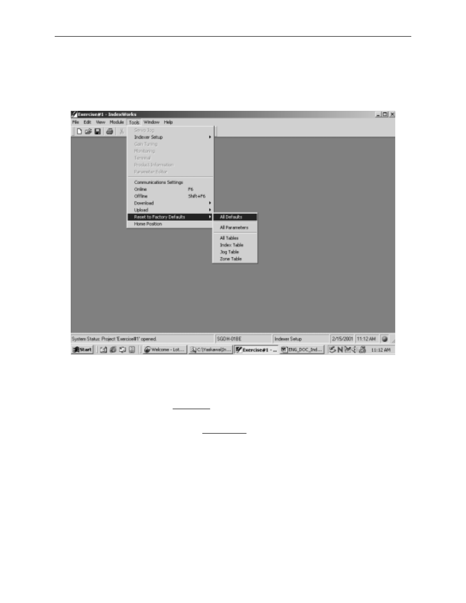 D.3 example indexer exercise #1 solution | Yaskawa Sigma II Indexer User Manual | Page 213 / 227