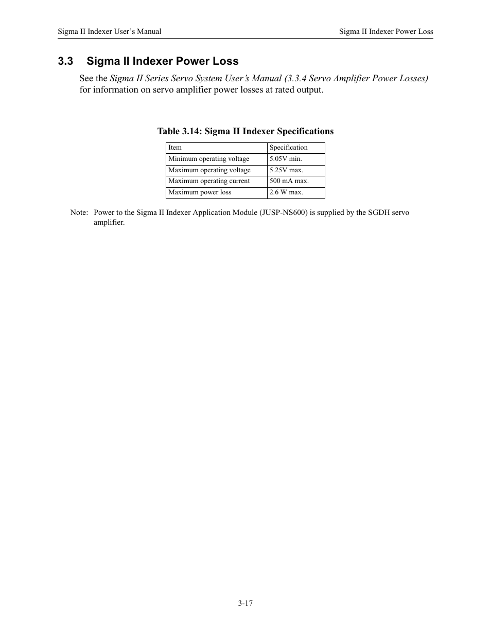 3 sigma ii indexer power loss | Yaskawa Sigma II Indexer User Manual | Page 44 / 227