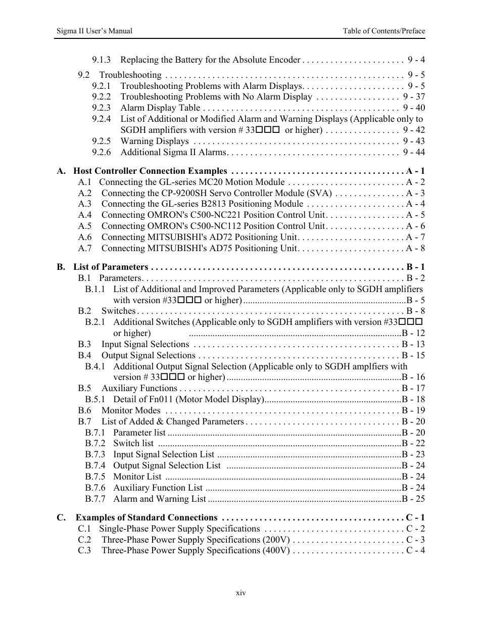 Yaskawa Sigma II Series Servo System User Manual | Page 16 / 492