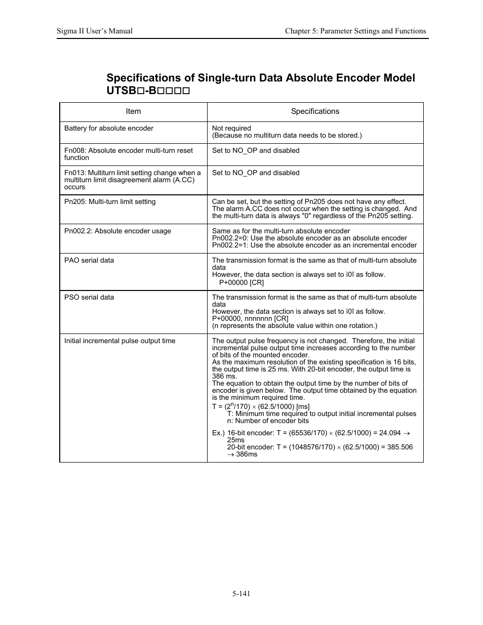 Yaskawa Sigma II Series Servo System User Manual | Page 227 / 492